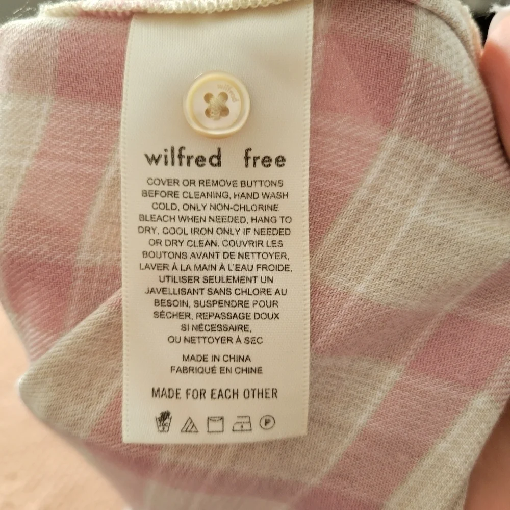 Wilfred Free Boyfriend Buttown Down Shirt in pink and cream plaid